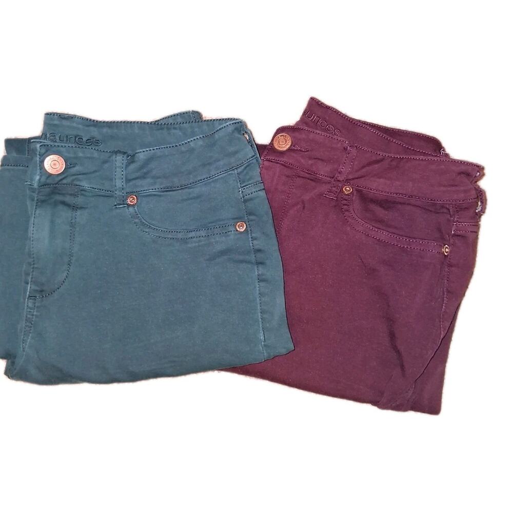 Maurices Womens Jegging Denim Skinny Jeans lot of 2 Size M-R teal burgundy